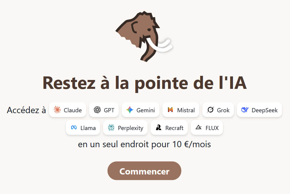 Mammouth AI : Restez à la pointe de l'IA en un seul endroit pour 10€/mois